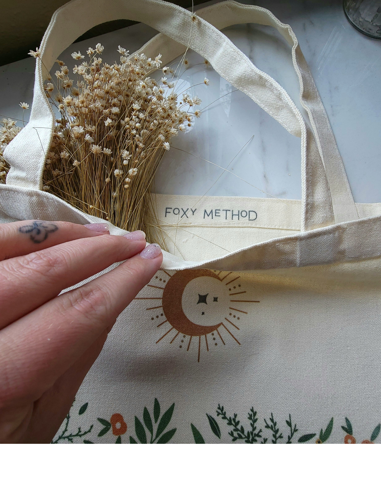 Foxy Method - Wholesale Tote Bag - Women's - Eco Friendly Whimsical Cottagecore Fox Floral Tote Bag2