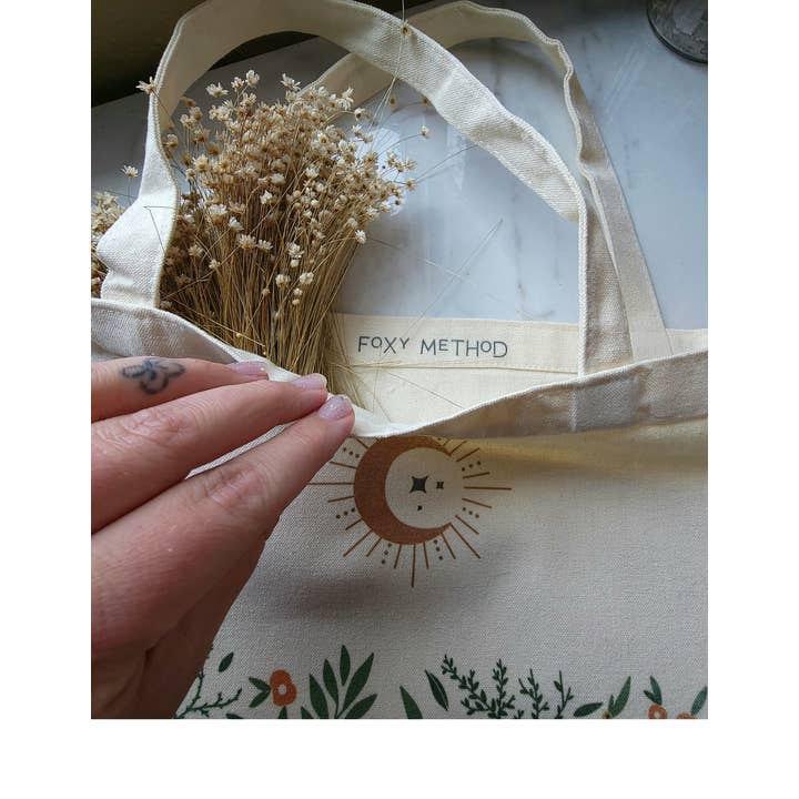 Foxy Method - Wholesale Tote Bag - Women's - Eco Friendly Whimsical Cottagecore Fox Floral Tote Bag2