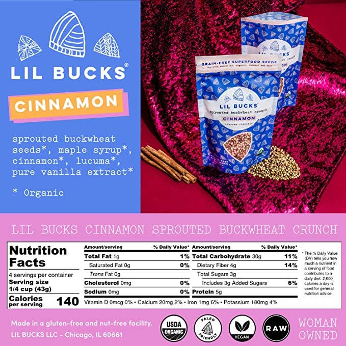 Lil Bucks - Wholesale Protein/Superfood Powder - Cinnamon Lil Bucks Sprouted Buckwheat