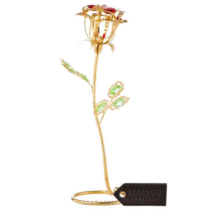 Mother's Day Gift 24K Gold Plated Rose Flower Ornament for wholesale by Matashi