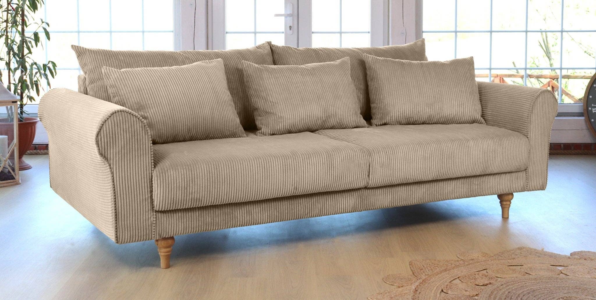 SCANDINAVIAN STORIES by MARTON - Wholesale Sofa - Turku 4-seater sofa/sofa bed Corduroy, Nougat, removable & washable covers6