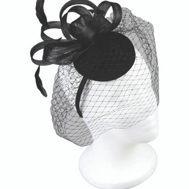 Fascinator black w/face net 4438 Headband for wholesale by Jeanne Simmons Accessories