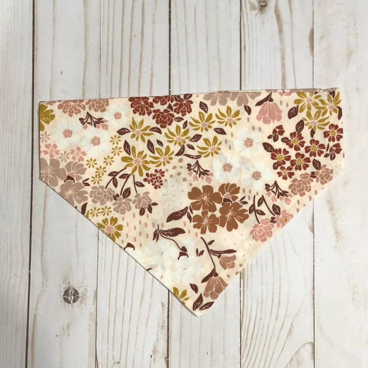 Earthy Floral Print Fabric Pet Bandana for wholesale by MDStickerShop