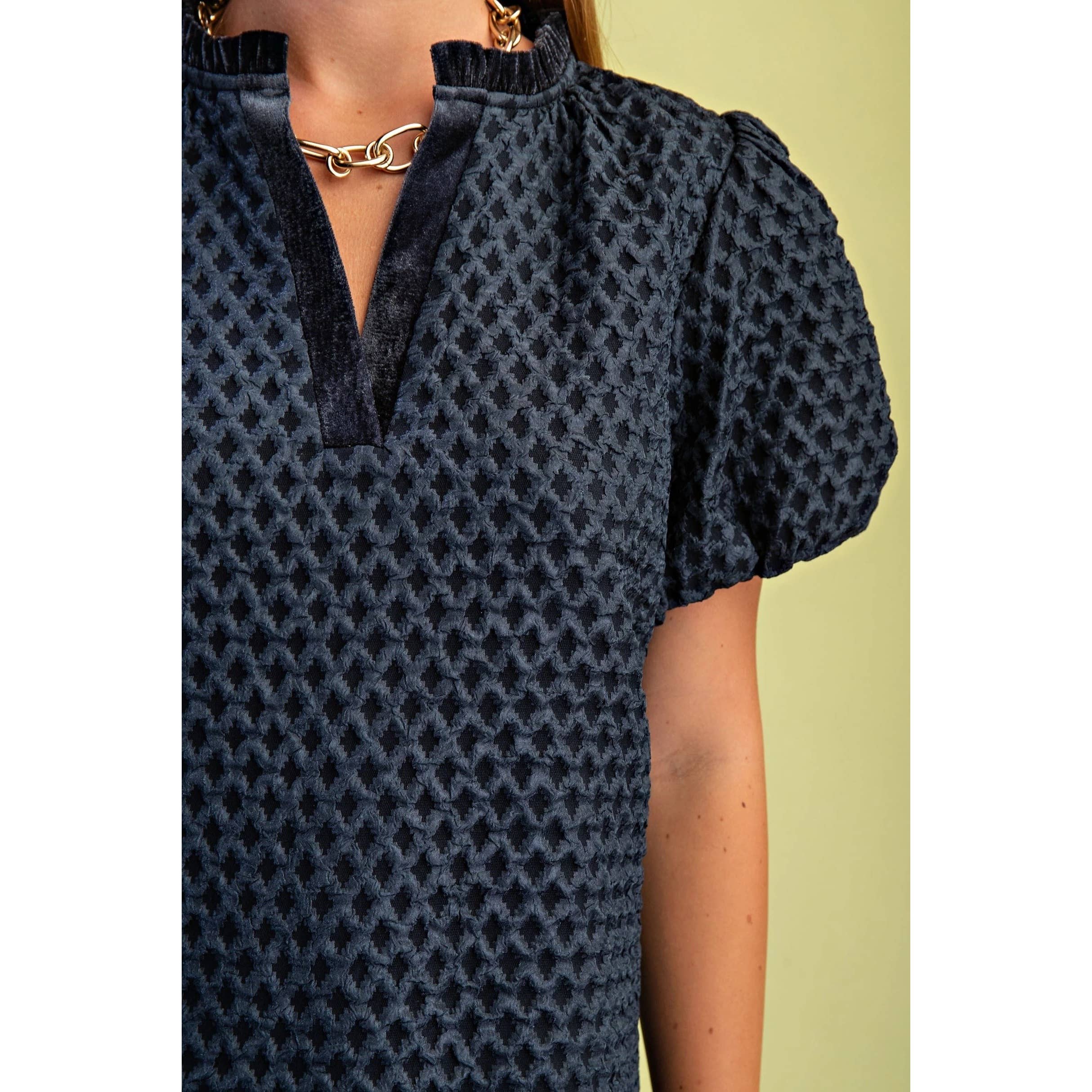 STYLE USA - Wholesale Tunic - Women's - NEW Textured Puff Sleeve Top4