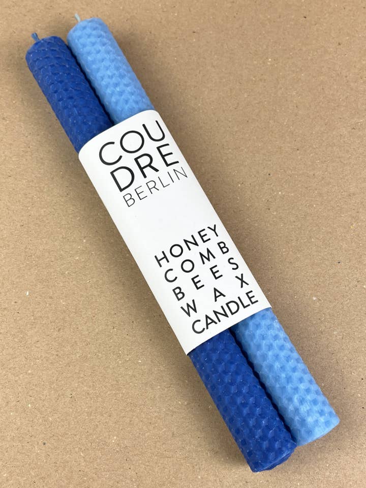 Handcrafted colored beeswax taper candles / blue & ocean for wholesale by Coudre Berlin