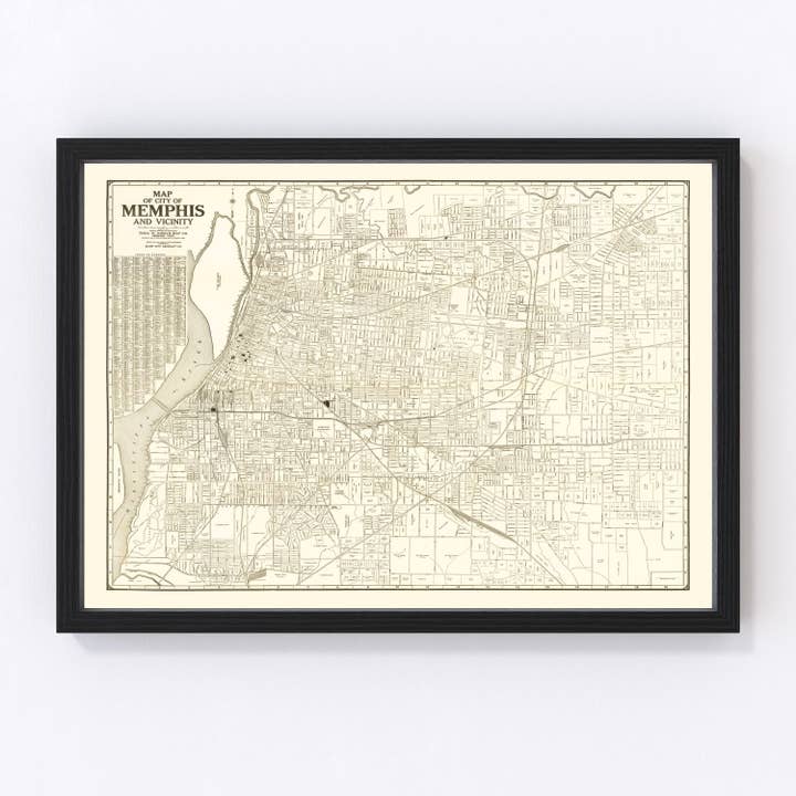 Vintage Map of Memphis, Tennessee 1925 for wholesale by Ted's Vintage Art