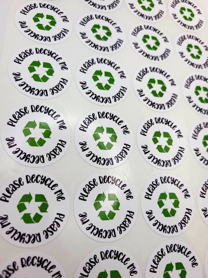 X35 Vänligen Återvinn Mig Klistermärken, Återvinningsbar Förpackning för wholesale av The Sticker Scene