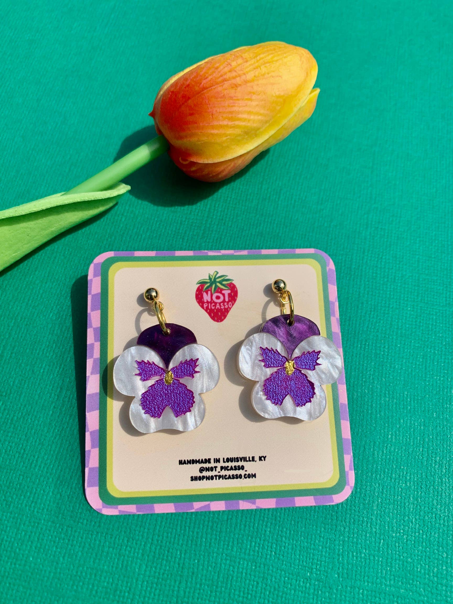 Not Picasso - Wholesale Stud/Post Earrings - Mini Pansies1