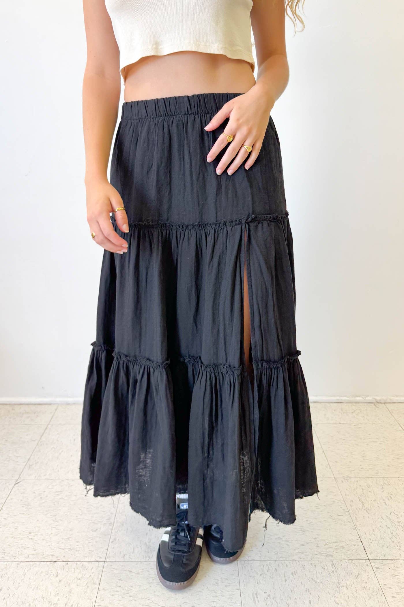 Nectar Clothing – Großhandel Rock – Damen – Maxirock mit Schlitz und Stufen15