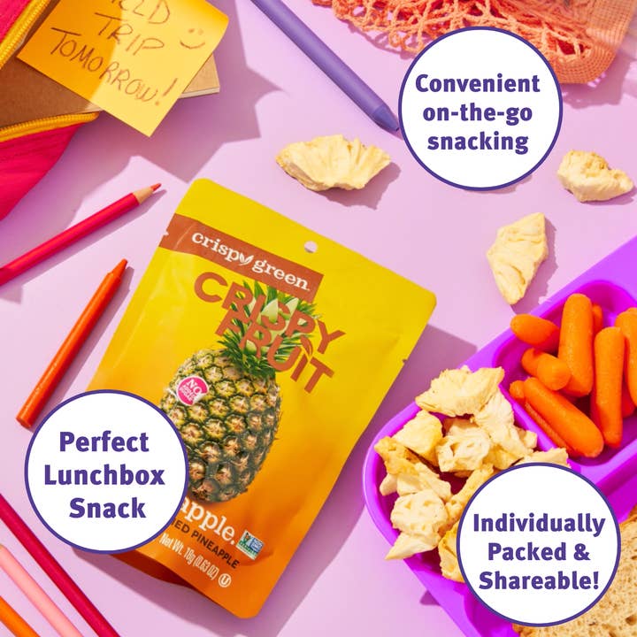 Crispy Green - Wholesale Dried/Dehydrated Fruit - Freeze Dried Pineapple 18g, Single6