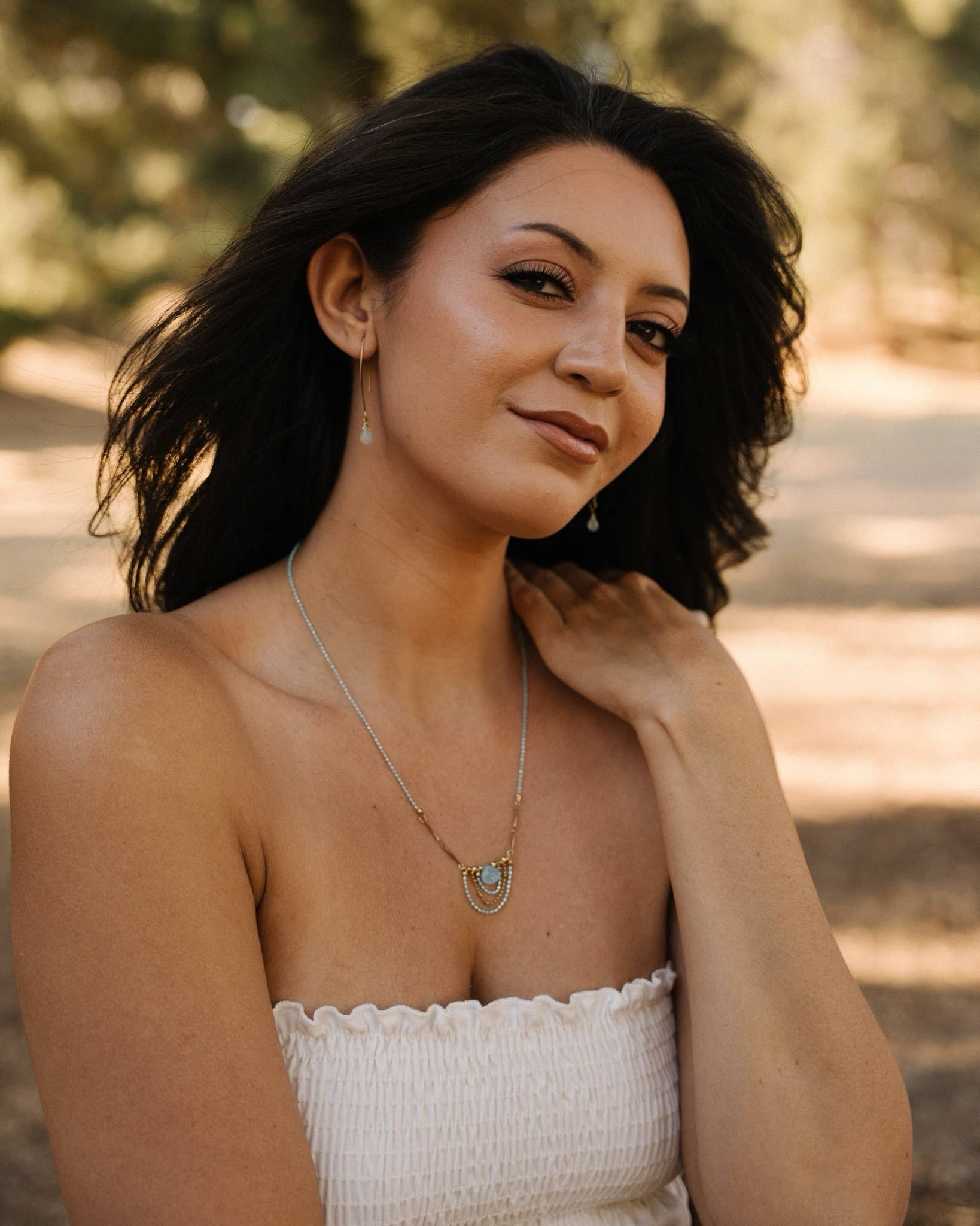 Santore Jewelry Company - Wholesale Pendant/Charm Necklace - Aqua Chalcedony Necklace - With Ornamental Brass Chains1