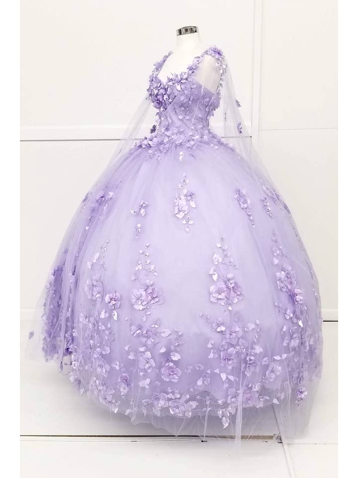 Chicas - Venta al por mayor Vestido de fiesta - Mujer - Vestido de Quinceañera con Flores y Capa Dividida CHF301814