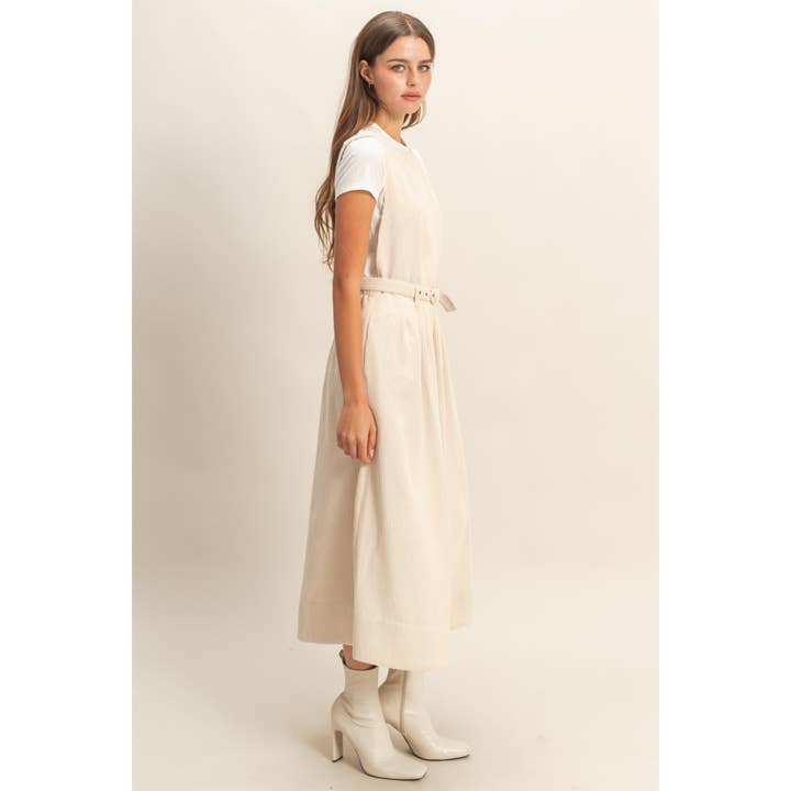 HYFVE - Wholesale Dress - Women's - Sleeveless Corduroy Apron Belted Midi Dress13