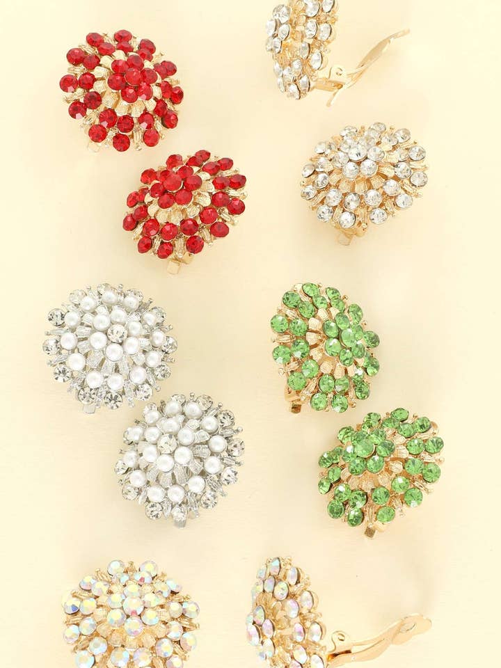 VINTAGE INSPIRED CRYSTAL CLIP-ON EARRINGS ECQ220 for wholesale by anbfashion