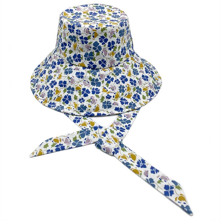 Mixed Floral Print Chin Tie Cotton Bucket Hat for wholesale by Fashion City