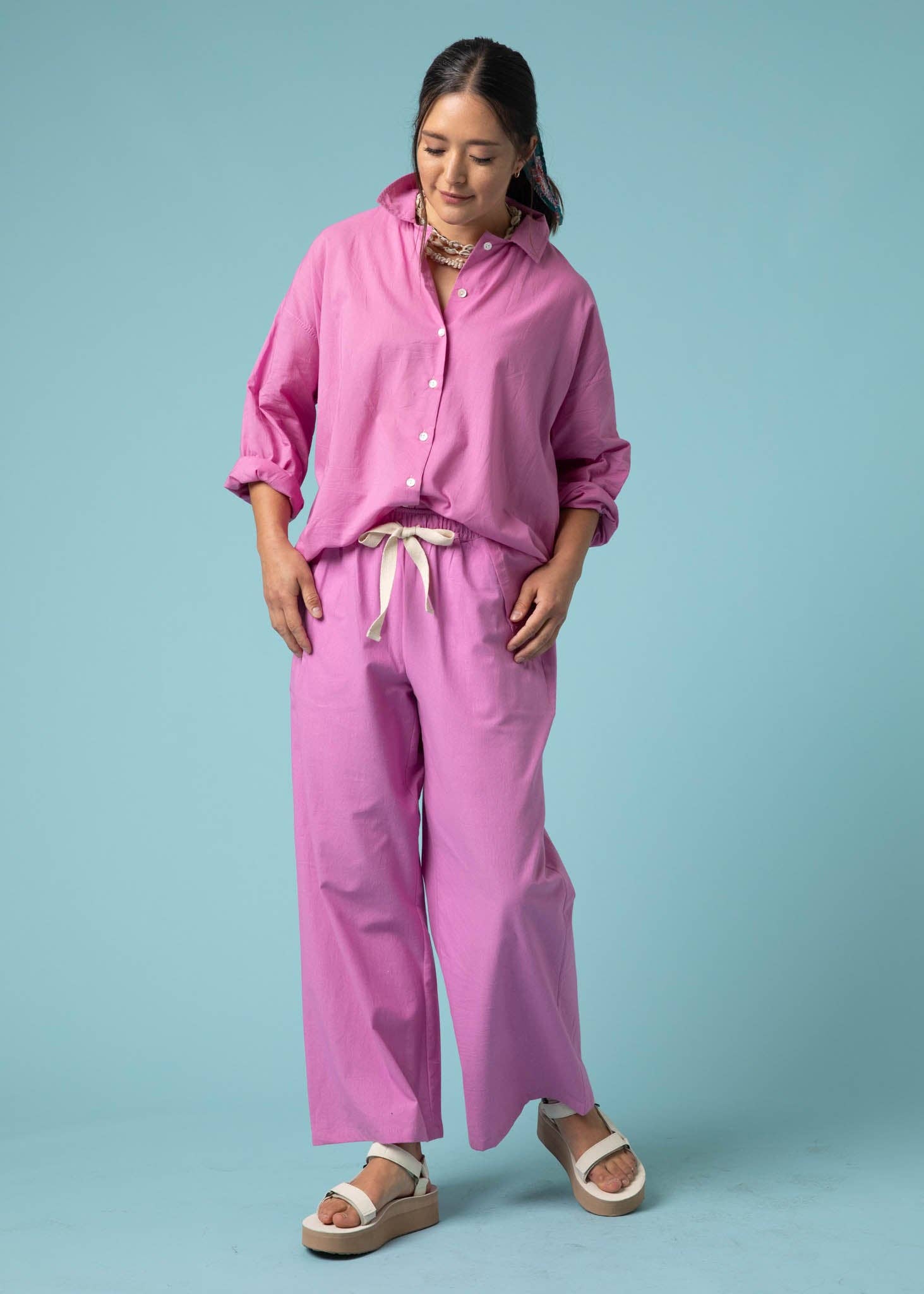 and for Good – Calças - Mulher por atacado – Calça Shore - Dahlia1