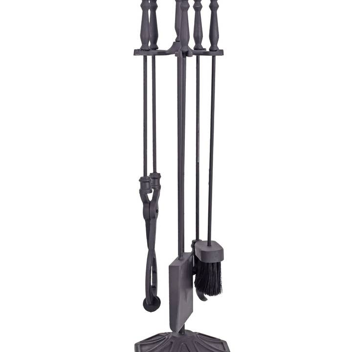 BERA DESIGN LTD - Vente Pare-feu de cheminée - Ensemble d'outils de cheminée 100 % noir, support en bois de frêne1