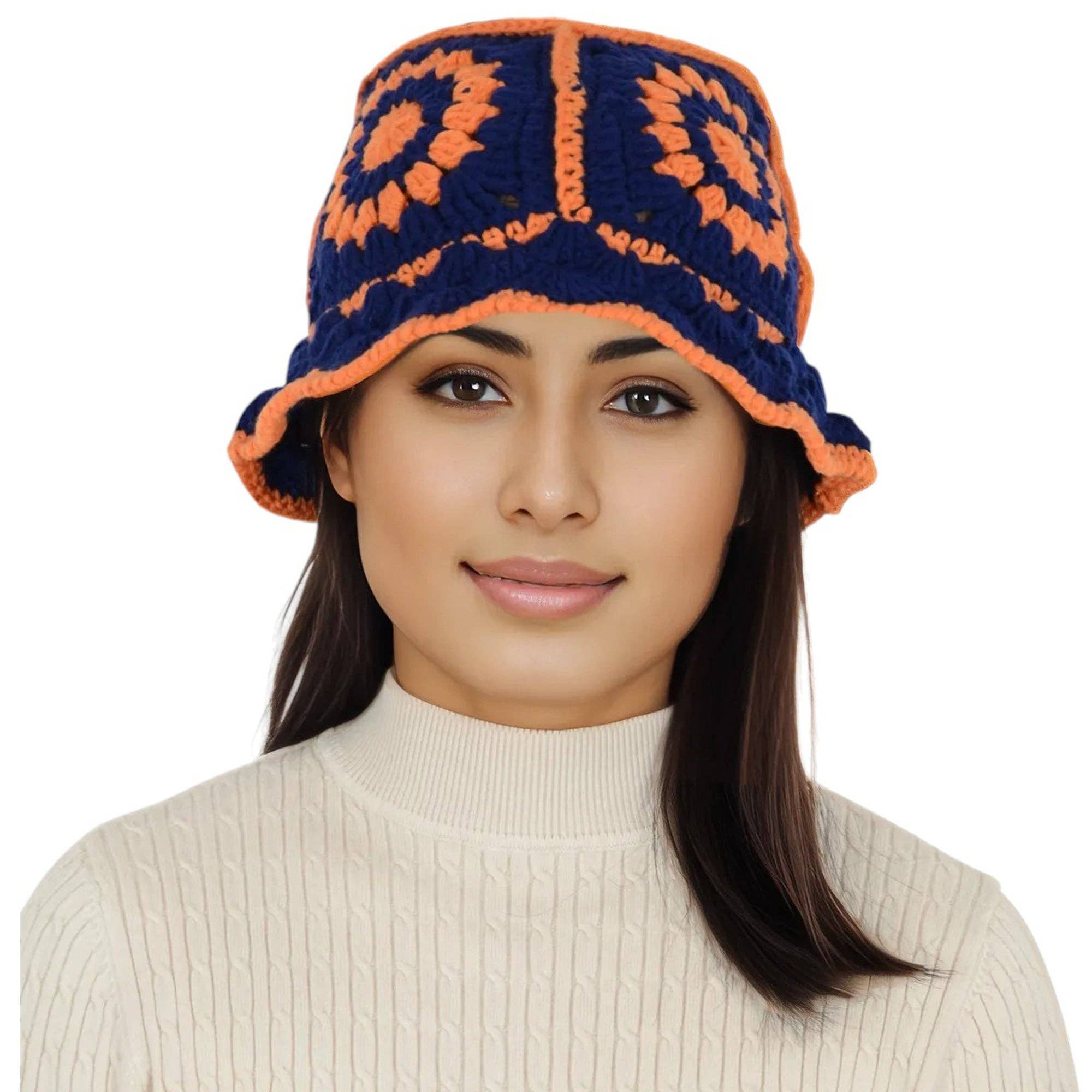 AK Brand – Engroshandel Bucket hat - Dame – Hæklet bøllehat retro solstråle strik foldbar strandhat13