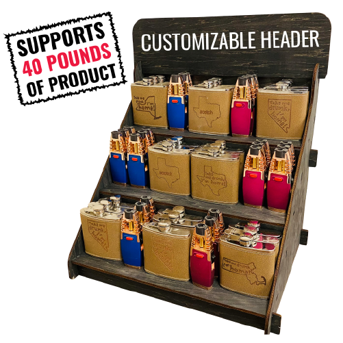 Torched Displays – Suporte/tripé de expositor de loja por atacado – Expositor em 3 níveis para sabonetes, velas e copos térmicos11