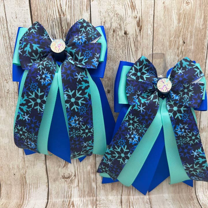 Horse Show Bows - Multi-Color Blue Snowflakes for wholesale by Benny Bows