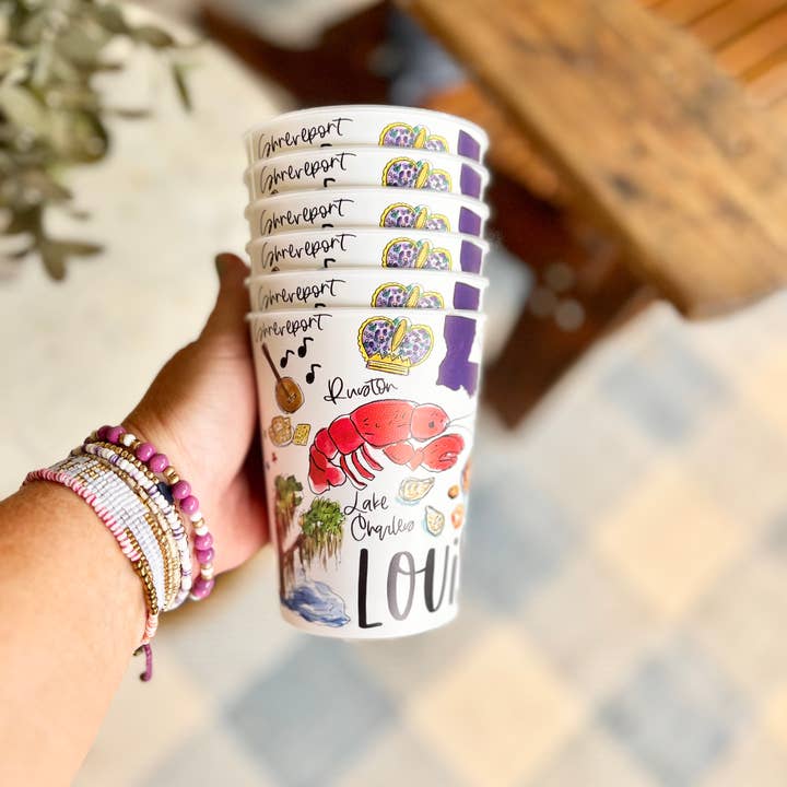 Happy By Rachel, LLC - Wholesale Disposable Cup - State of Louisiana Reusable Party Cups, state pride4