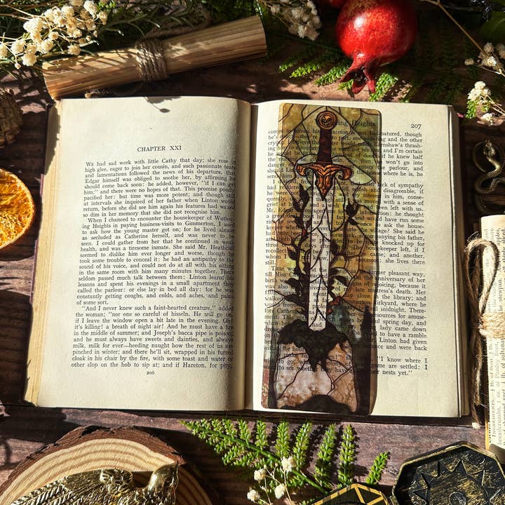 Excalibur Sword in Stone Stained Glass Bookmarks for wholesale by Sonnet and Fable