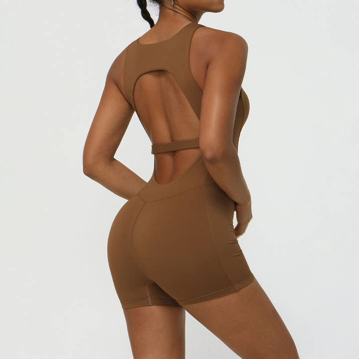 Crave by FW - Wholesale Jumpsuit - Women's - Hollow Back One Piece Workout Short Jumpsuit9