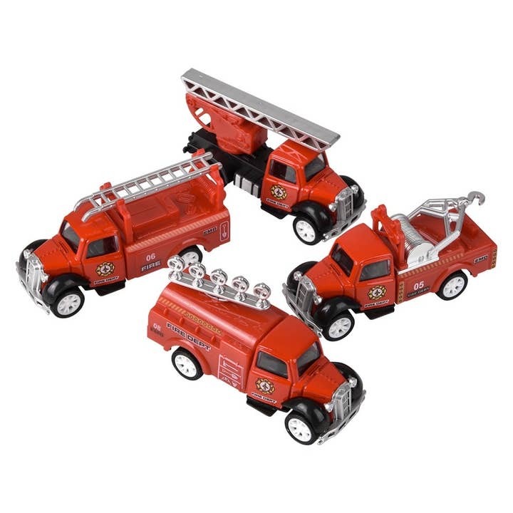 La Luna Bella - Toys - Wholesale Classic Toy - Kids - 3" Die Cast Pull Back Classic Fire Engine 12ct- LLB Toys