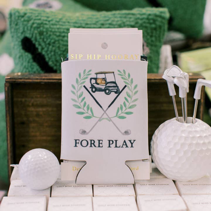 Sip Hip Hooray - Wholesale Drink Huggers & Koozies - Fore Play Golf Ball Masters Can Cooler- Masters