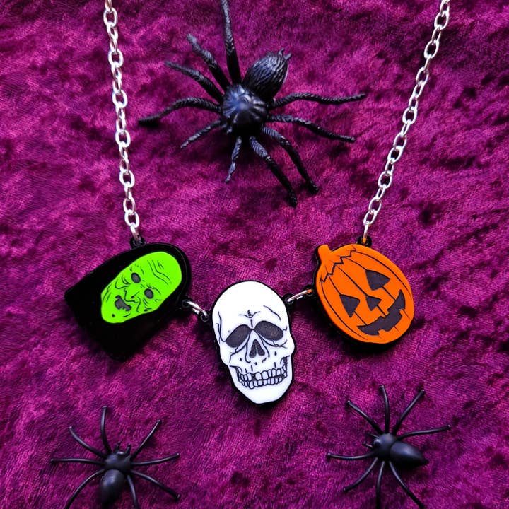 Halloween Masks Necklace for wholesale by Sugar and Vice