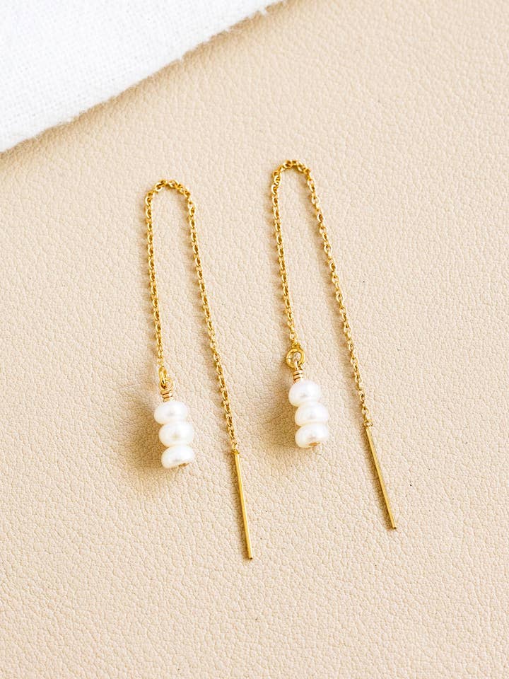 Fios de Orelha Simples com Três Botões de Pérola por atacado de Laine Honolulu