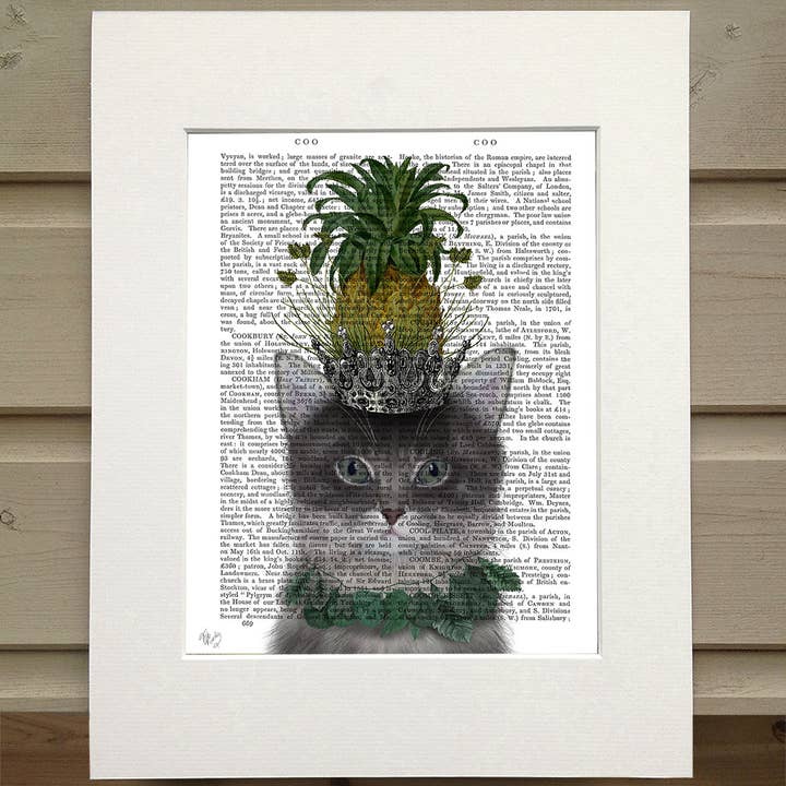 FabFunky Ltd – Großhandel Kunstdruck – Katze Ananas Puss, Katzenbuchdruck & Kunstdruck/Wandkunst