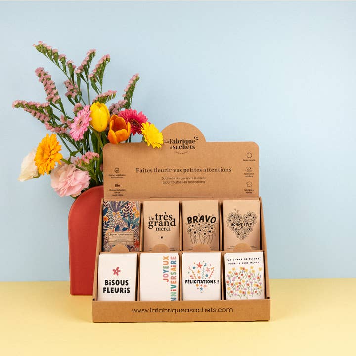 La Fabrique à Sachets startpaket med bästsäljare + display för wholesale av La Fabrique à Sachets