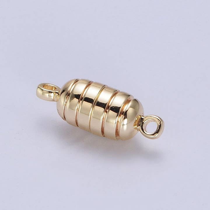Gold Magnetic Oval Line Textured Connector Clasps Hooks Closure Supply | Z-044 for wholesale by Aim Eternal