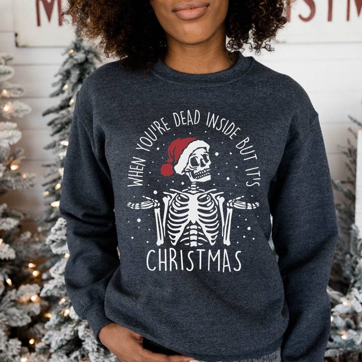 Sudadera unisex Cuando estás muerto por dentro pero es Navidad para venta al por mayor de Hudson + Wilder