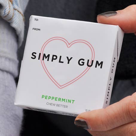 Heart Box Peppermint Gum - Natural + Plastic-Free | 12 Pack for wholesale by Simply Gum
