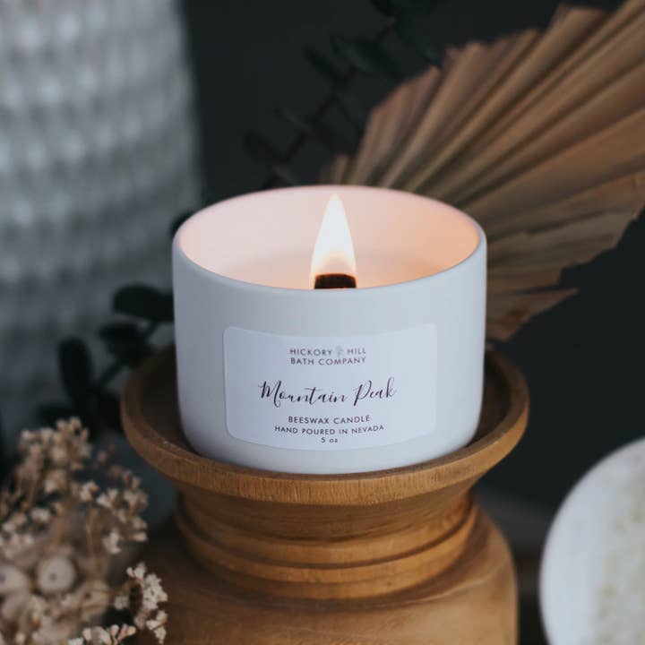 Hickory Hill Bath Company - Wholesale Jar/Filled Candle - Mountain Peak Handcrafted Non-Toxic Beeswax Candle 5oz0