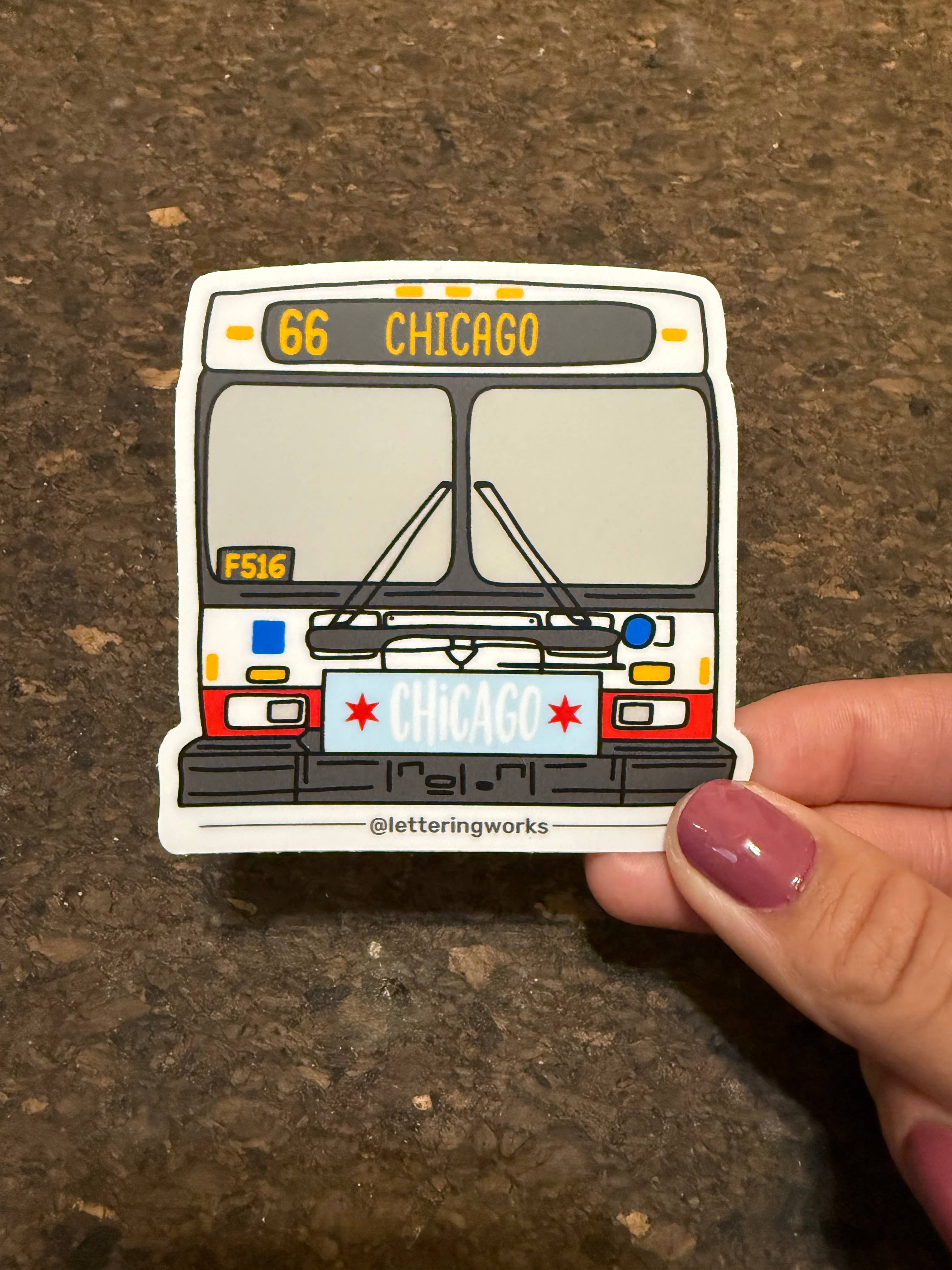 Lettering Works - Wholesale Sticker - Chicago Transit CTA Bus Vinyl Sticker - 66 Chicago1