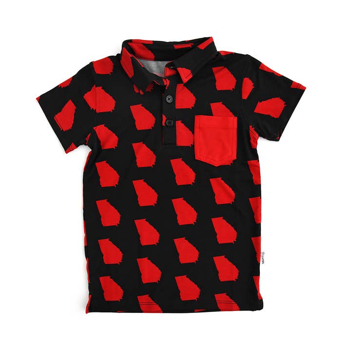 Gigi and Max - Wholesale T-Shirt - Kids - Bamboo Kids Clothing Boys Shirt Polo Georgia Black & Red