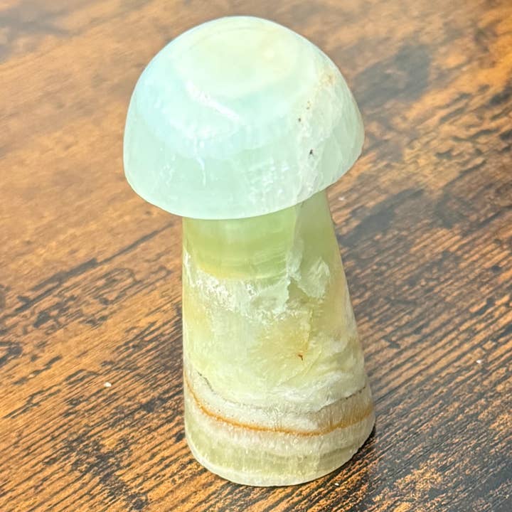 PISTACHIO CALCITE MUSHROOMS 56 - 100 MM for wholesale by ZeeRocks