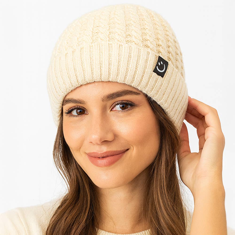 Sensibling Corp. - Vente Bonnet – femme - Bonnet d'hiver en tricot côtelé doublé de polaire2