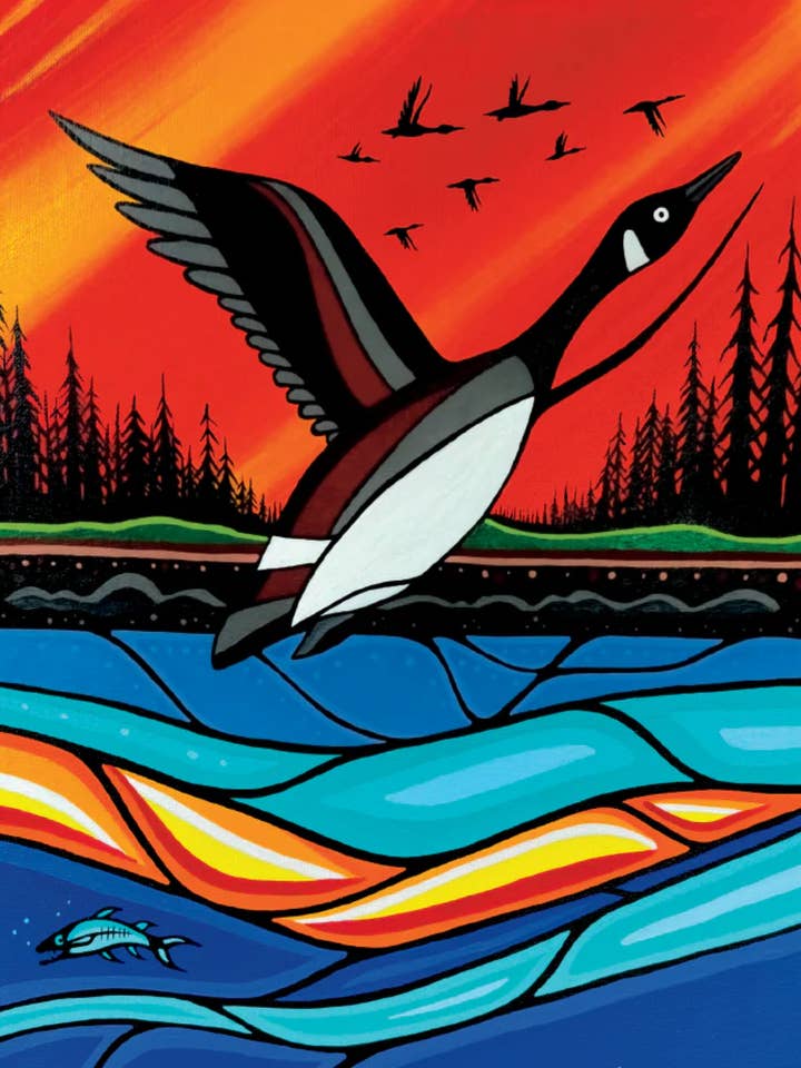 Canadian GeeseArt Print by Artist Jeffery Red George for wholesale by Indigenous Puzzles and Art