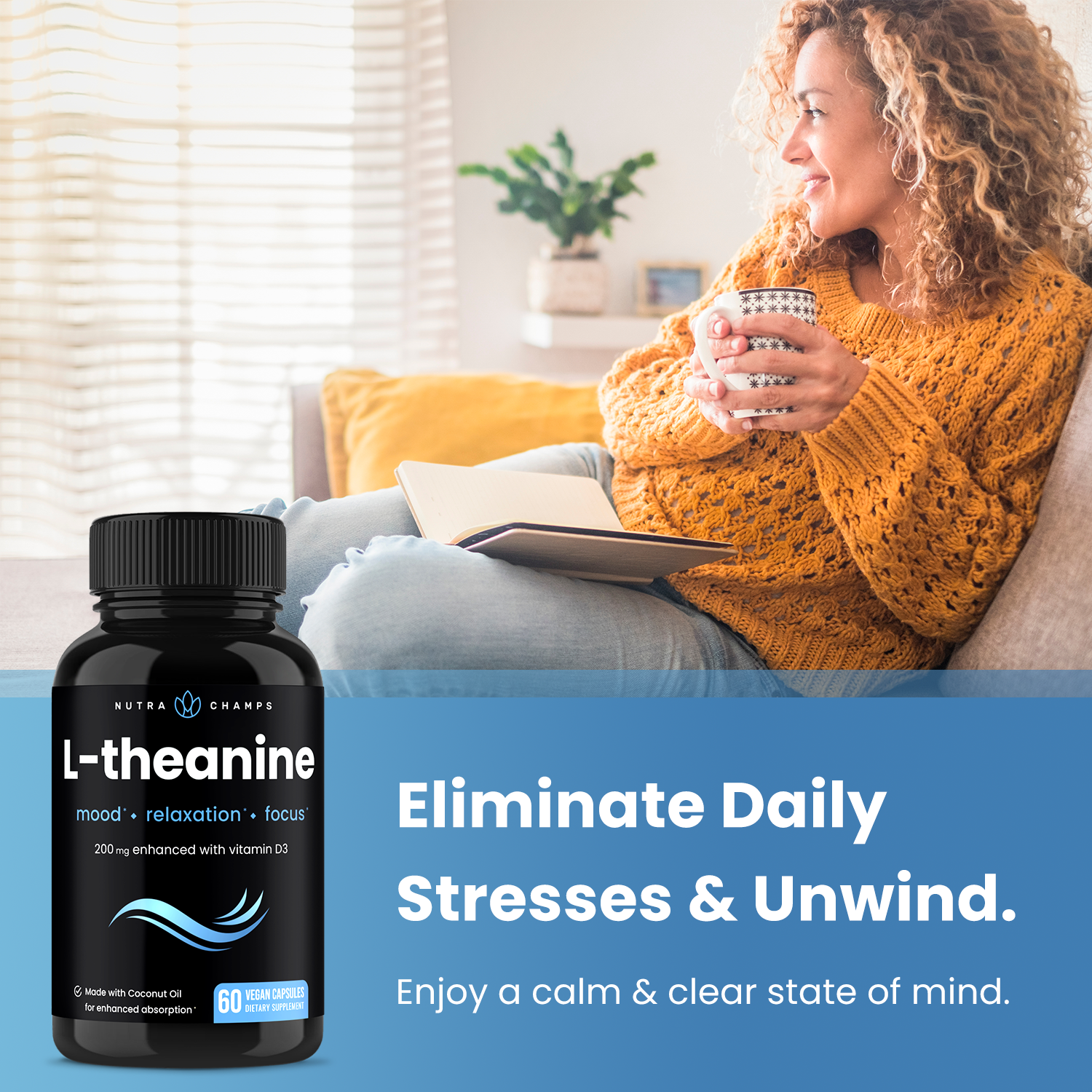 NutraChamps – Suplemento/vitamina oral por atacado – L-Theanine | Apoia o Humor, Foco, Alívio do Stress4