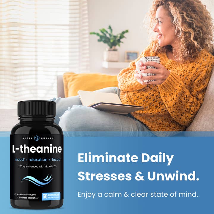 NutraChamps - Vente Supplément oral/vitamine - L-théanine | Favorise l'humeur, la concentration et le soulagement du stress4
