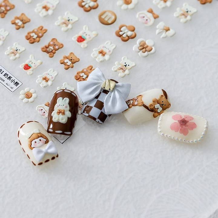 LULUFUNSTUDIO - Wholesale Nail Art/Decal - Nail Deco Kawaii Bear Bunny Stickers | Cartoon nail stickers3