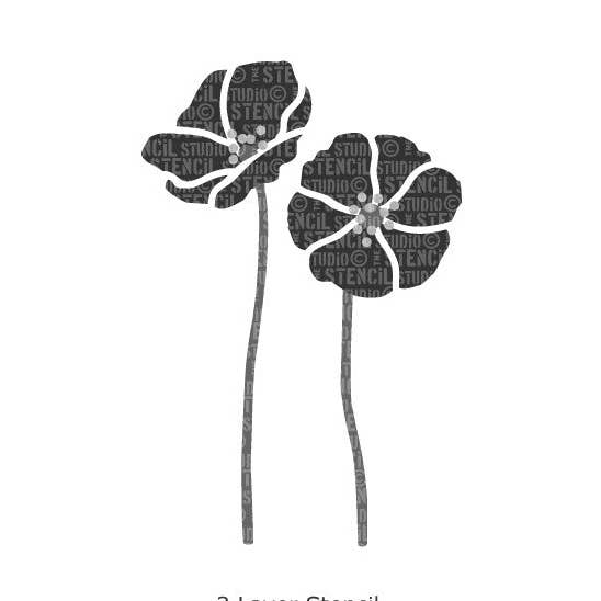 Tall Poppies Stencil (3 layer Stencil) for wholesale by The Stencil Studio