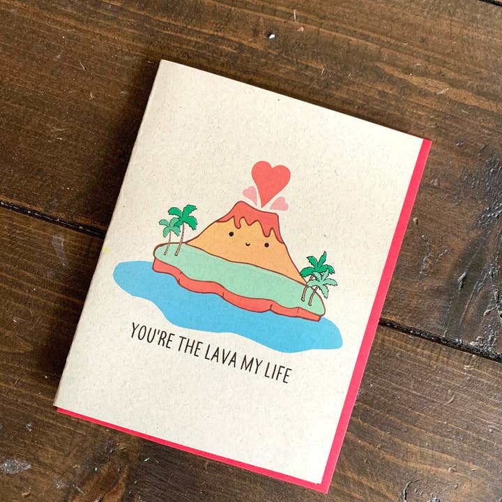 Papermain - Wholesale Valentine's Day Card - Lava My Life Volcano Card - Hawaiian Valentines, Hawaii Love Card2