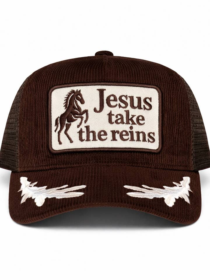 Chapeau Corduroy Jesus Take The Reins pour la vente par Electric label