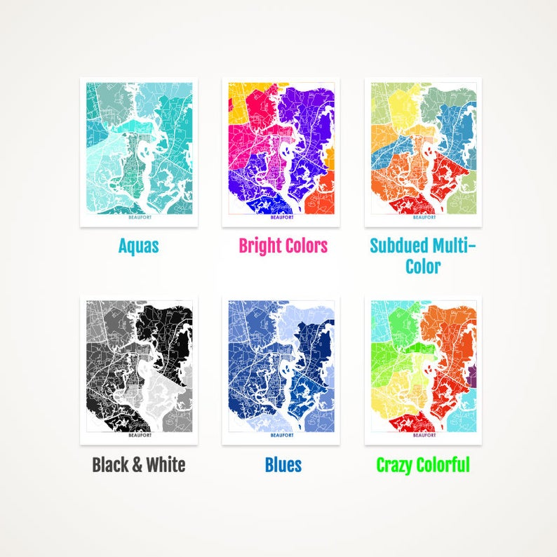 Juanita's Adventures - Wholesale Map - Juanitas Beaufort SC Map Print1