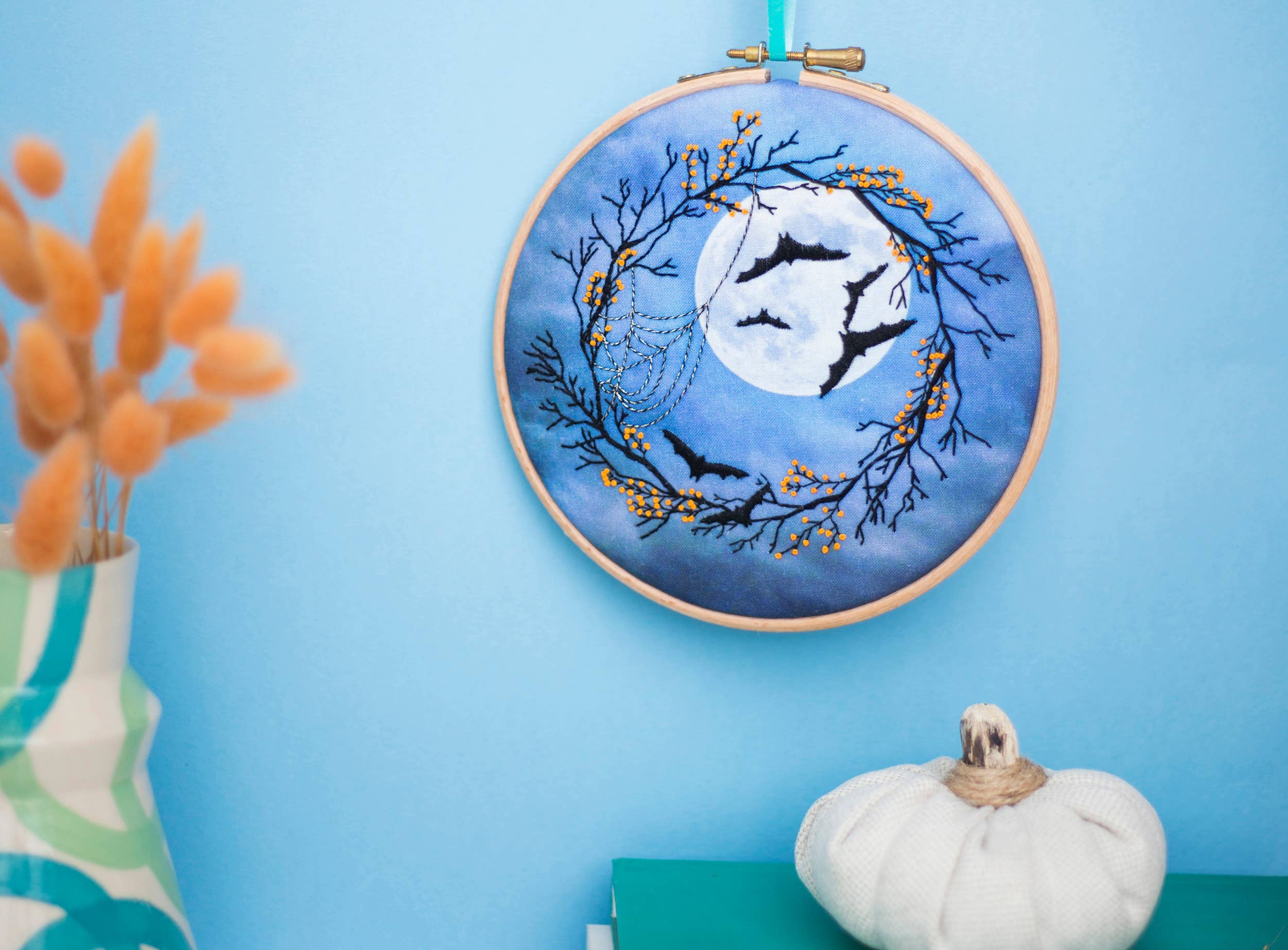 Oh Sew Bootiful - Wholesale Embroidery/Cross Stitch Supplies - Spooky Night Halloween Handmade Embroidery Kit Hoop Art1